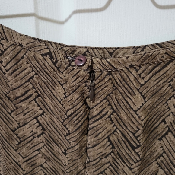 Vintage brown red floral print hem a line midi wrap skirt Tanjay Petites 14 P - Picture 9 of 11